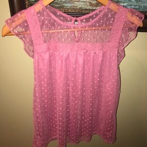 Pink polka dot blouse